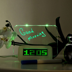 Светящийся LED будильник с доской для записей