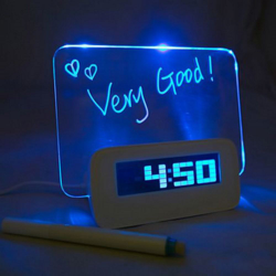 Светящиеся часы будильник с доской для записей