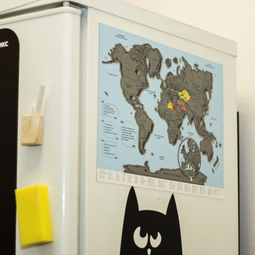 Изображение Магнитная стиральная карта Мира на холодильник