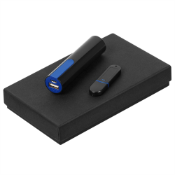 Набор Equip Black: аккумулятор и флешка 8 гб, черно-синий