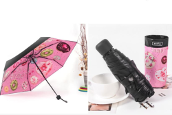 Зонт складной механический Пончик, розовый, антиветер