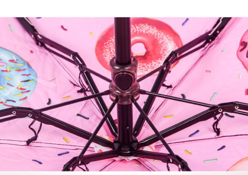 Изображение Зонт складной механический Пончик, розовый, антиветер