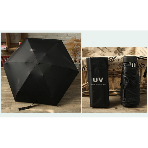 Изображение Мини зонт UV в 5 сложений, черный