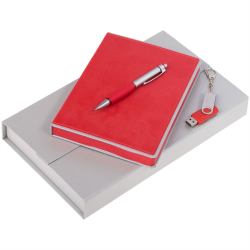 Набор Freenote: ежедневник, флешка и ручка, красный