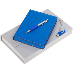 Набор Freenote: ежедневник, флешка и ручка, синий