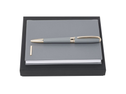 Подарочный набор Hugo Boss: блокнот А6, ручка шариковая, серо-золотистый