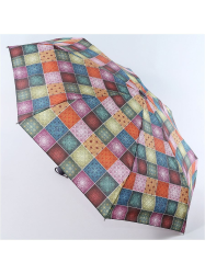 Зонт женский "Zest" цветные квадратики, автомат, 4 сложения