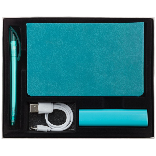 Изображение Подарочный набор Plus: аккумулятор, ежедневник, ручка - бирюзовый