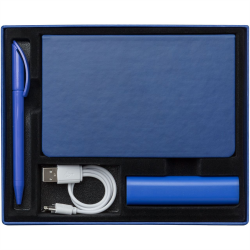 Подарочный набор Plus: аккумулятор, ежедневник, ручка - синий