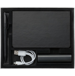 Подарочный набор Plus: аккумулятор, ежедневник, ручка - черный