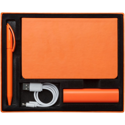 Подарочный набор Plus: аккумулятор, ежедневник, ручка - оранжевый