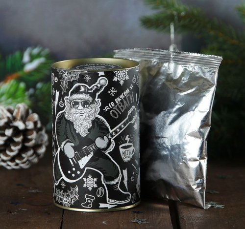 Изображение Кофе молотый в банке Настоящему мужчине крепкий кофе, новогодний