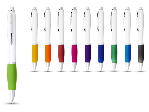 Изображение Ручка пластиковая шариковая Nash бело-лаймовая, чернила черные