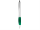 Изображение Ручка пластиковая шариковая Nash серебристая с зеленым грипом