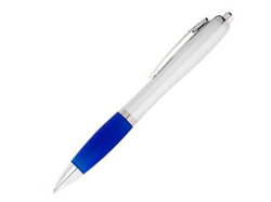 Ручка пластиковая шариковая Nash белая с синим грипом