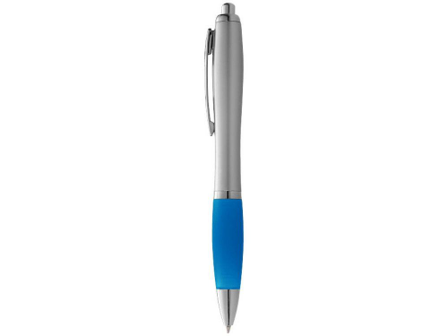 Изображение Ручка пластиковая шариковая Nash серебристая с синим грипом