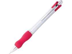 Ручка пластиковая шариковая Bubble серебристо-красный, чернила черные