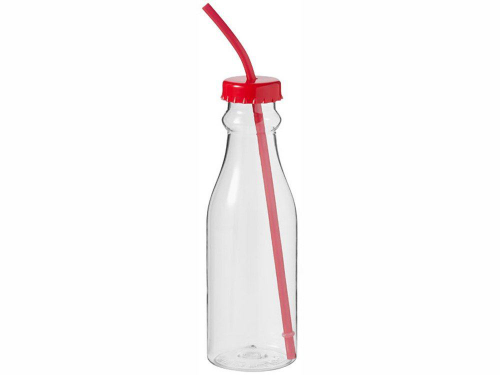 Изображение Бутылка Soda прозрачная с красной трубочкой