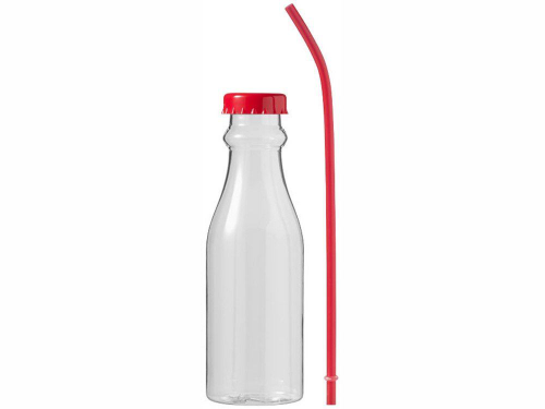 Изображение Бутылка Soda прозрачная с красной трубочкой