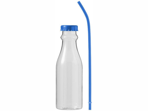 Изображение Бутылка Soda прозрачная с синей трубочкой