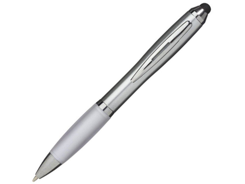 Изображение Ручка-стилус шариковая Nash серебристо-белая, чернила черные