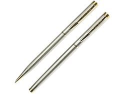 Набор Pen and Pen: ручка шариковая, ручка роллер серебристый