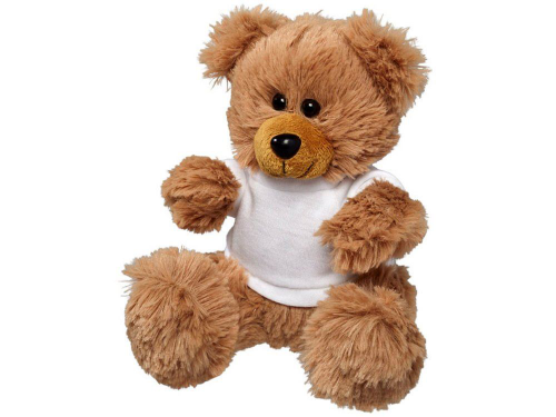 Изображение Плюшевый медведь с футболкой коричневый, полиэстер