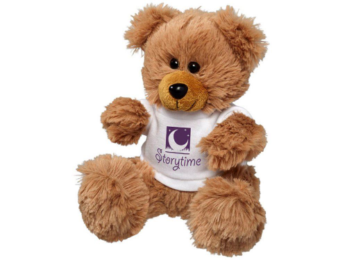 Изображение Плюшевый медведь с футболкой коричневый, полиэстер