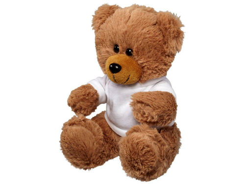 Изображение Плюшевый медведь с футболкой, большой коричневый, полиэстер