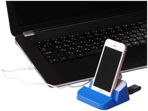 Изображение Подставка для телефона-USB Hub Hopper ярко-cиняя