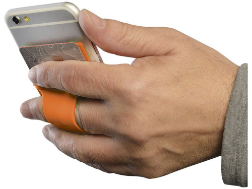 Изображение Картхолдер для телефона с отверстием для пальца оранжевый