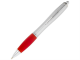 Изображение Ручка шариковая Nash серебристая, синие чернила, красный грип