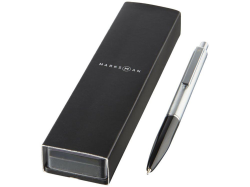 Ручка металлическая Dot с кнопочным механизмом серебристо-черная