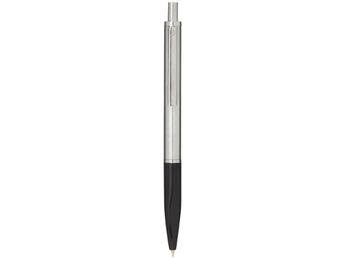 Изображение Ручка металлическая Dot с кнопочным механизмом серебристо-черная