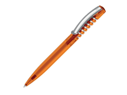Ручка пластиковая шариковая NEW SPRING CLEAR CLIP METAL с металлическим клипом оранжевая
