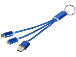 Зарядный кабель 3 в 1 ярко-синий, алюминий