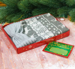 Подарочный набор: теплый шарф и повязка с конвертом "С Новым годом!"