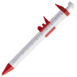 Ручка шариковая Штангенциркуль, белая с красным