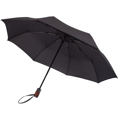 Изображение Складной зонт Wood Classic с прямой ручкой, черный
