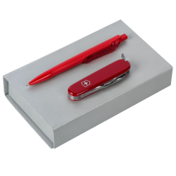 Набор Swiss Made: офицерский нож и ручка, красный