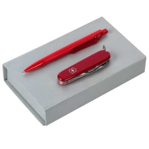 Изображение Набор Swiss Made: офицерский нож и ручка, красный