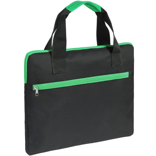 Изображение Конференц-сумка Unit Сontour, черная с зеленой отделкой