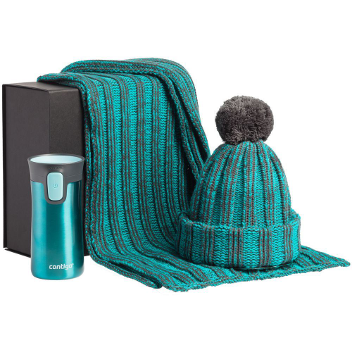 Изображение Набор Green Blues: термостакан, шапка и шарф