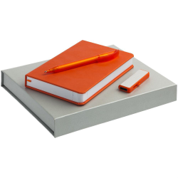 Набор Addendum: ежедневник, ручка и флешка на 8 гб, оранжевый