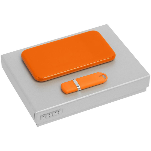Изображение Набор Hand Hunter Put: флешка 8 Гб и аккумулятор внешний, оранжевый, софт-тач