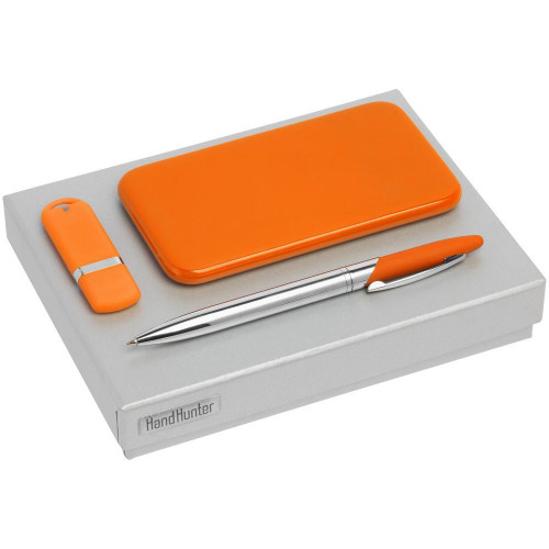 Изображение Набор Hand Hunter Bring:флешка 8 Гб,ручка и аккумулятор, оранжевый