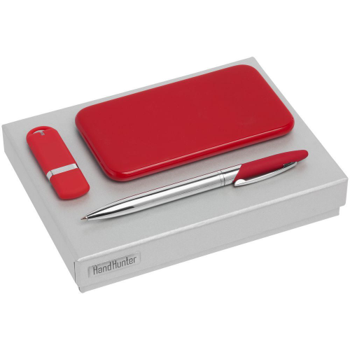 Изображение Набор Hand Hunter Bring: флешка 16 Гб, ручка и аккумулятор, красный