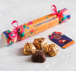 Шоколадные конфеты в упаковке-конфете "С днем рождения", 57 г