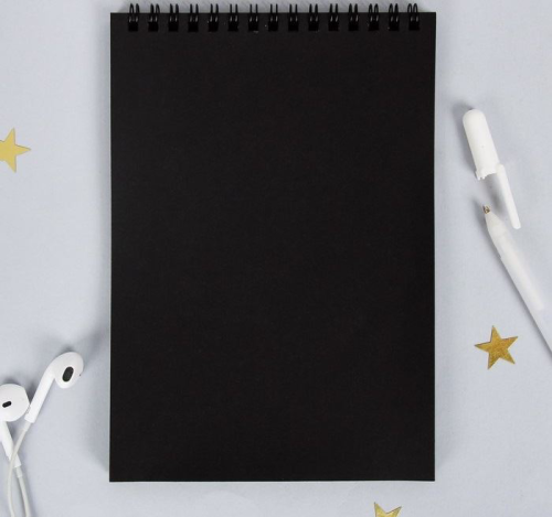 Изображение Скетчбук с чёрными листами "Время творить" единорог, А5 40 листов