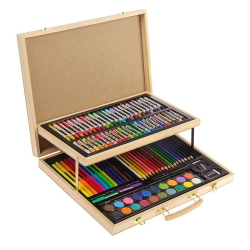 Набор для рисования в деревянной коробке, складной, 106 предметов